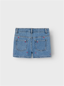 NAME IT Shorts Bella Medium Blue Denim Heart Embroidery